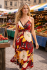 Bold Floral Patterned Red Carmen Summer Maxi Dress - Fair Trade 100% Cotton